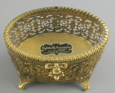 BEVELED GLASS TOP JEWELRY CASKET BOX VINTAGE  