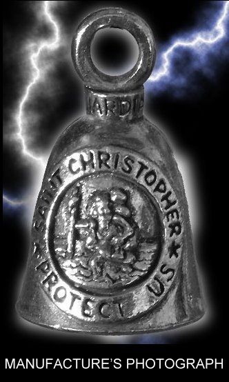 SAINT CHRISTOPHER MOTORCYCLE RIDE BELL **MADE IN USA** PEWTER BIKER 