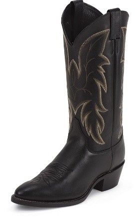 NIB Justin Mens Royal Black Cowhide Leather Boot #1419 Black  