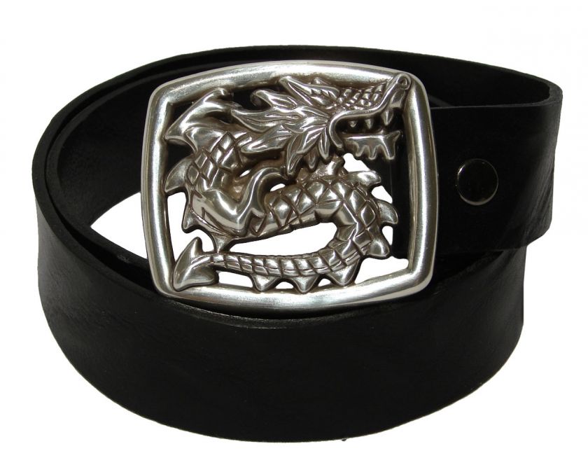 Tobacco Road Rocker Belt Italian Leather Dragon Metal Buckle  