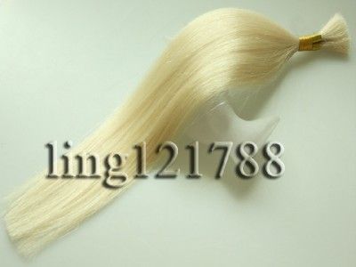 20 HUMAN HAIR HAIRCUT LIGHTEST BLONDE #60 PONY TAIL  