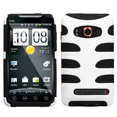 FISHBONE Phone Cover Case FOR HTC EVO 4G Sprint WHT/BLK  