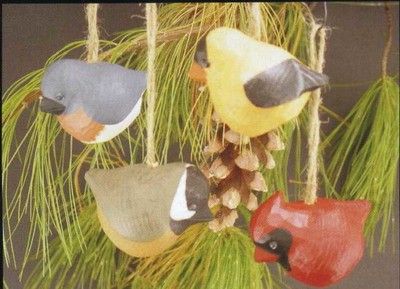 NEW 4 ASST 4 IN. HANGING WOODEN SNOWBIRD ORNAMENTS  