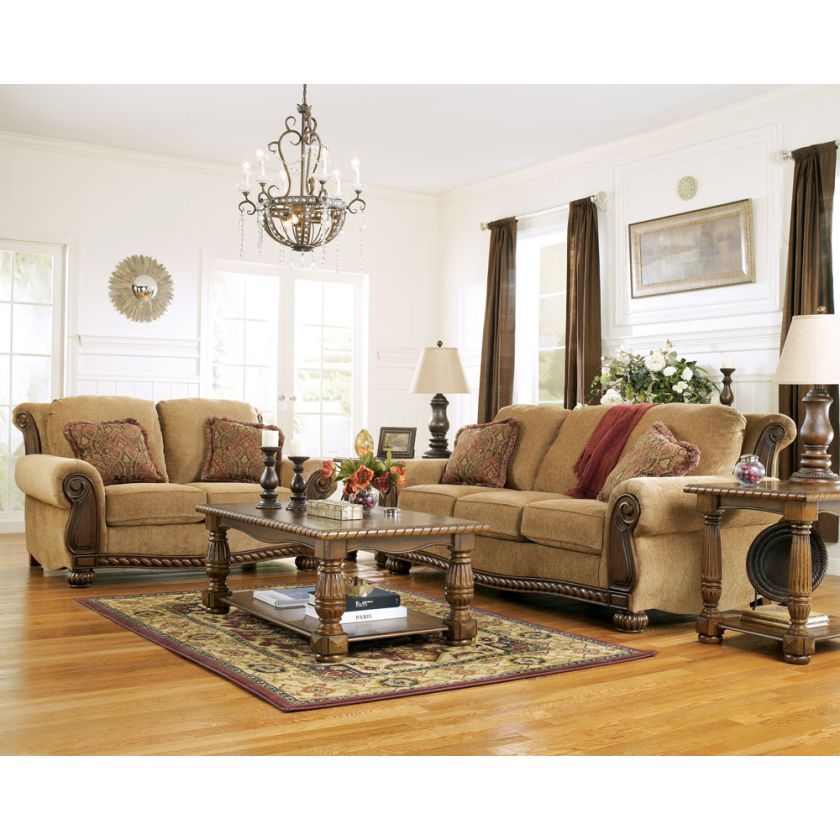 Ashley Burnham Sofa Loveseat Amber Set 59701 35 38  