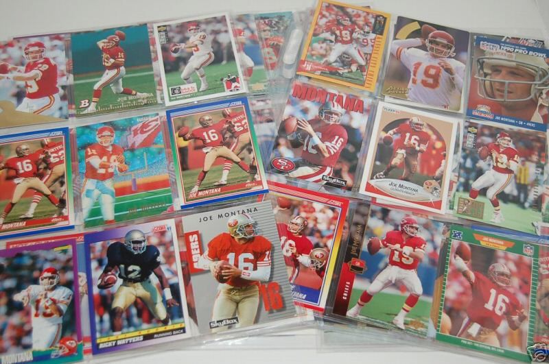 JOE MONTANA SF 49ERS MIXED LOT CARDS YEARS MT W/BINDER  