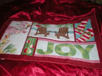   2011 CHRISTMAS PINK FLAMINGOS JOY and BEACH SCENE NYLON MAT RUG  