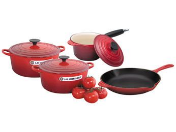 LE CREUSET 7 Piece Cast Iron Cookware Set 3 Color, New  