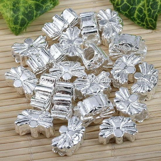 20 LOT SILVER PLATE BIG HOLE BEAD FIT EUROPEAN BRACELET  