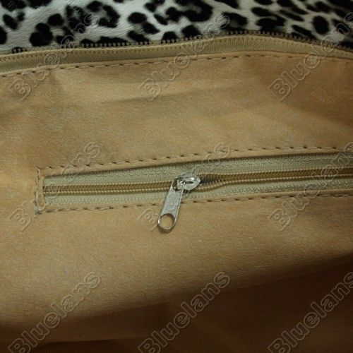   PU Leather Leopard Print Handbag Tote Bag Chain Handles + Purse  