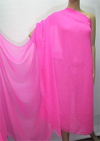 REAL Silk Chiffon Fabric Bubble Gum Pink per yard  