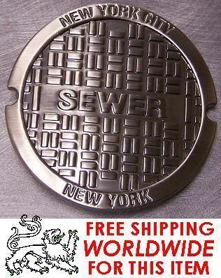 Pewter Belt Buckle New York City Sewer Manhole Cover N  