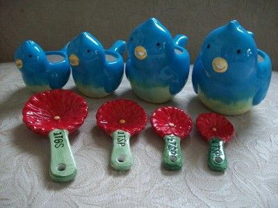 RETRO BLUEBIRD BLUE BIRD MEASURING CUPS SPOONS BLUEBIRD  