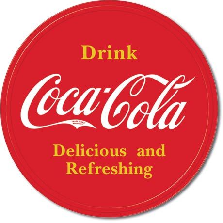   sign coke button logo great collecters item for yourself or as a gift