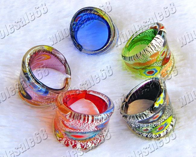 Wholesale lot 36ps Charm Colorful Murano glass Ring New  