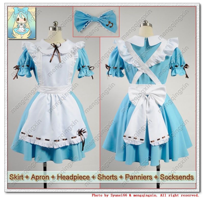 VOCALOID 2 HATSUME MIKU Alice In Musicland Cosplay costume Any Size 