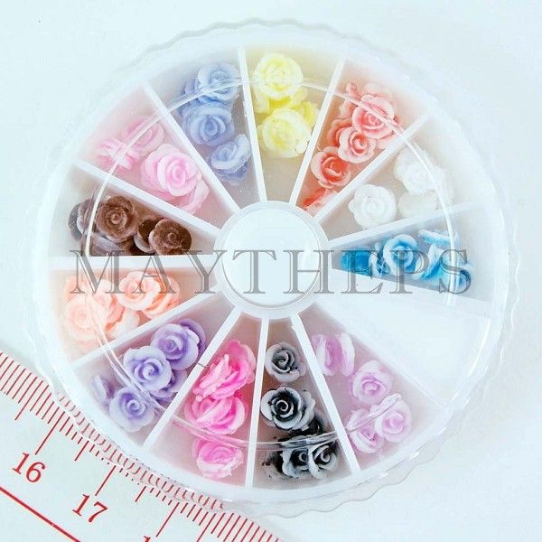 96pc Flat 3D Rose Nail Art Decoration Acrylic UV Gel Flower  