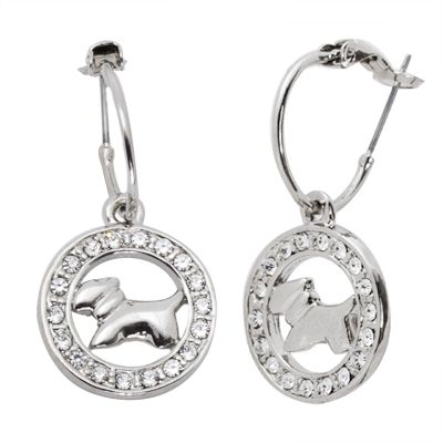 Charming Dog Pendant Drop on Half Hoop Dangle Earrings  