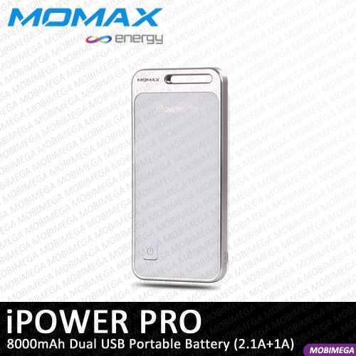   8000mAh Dual USB Huge Capacity Portable Battery 2.1A + 1A White  