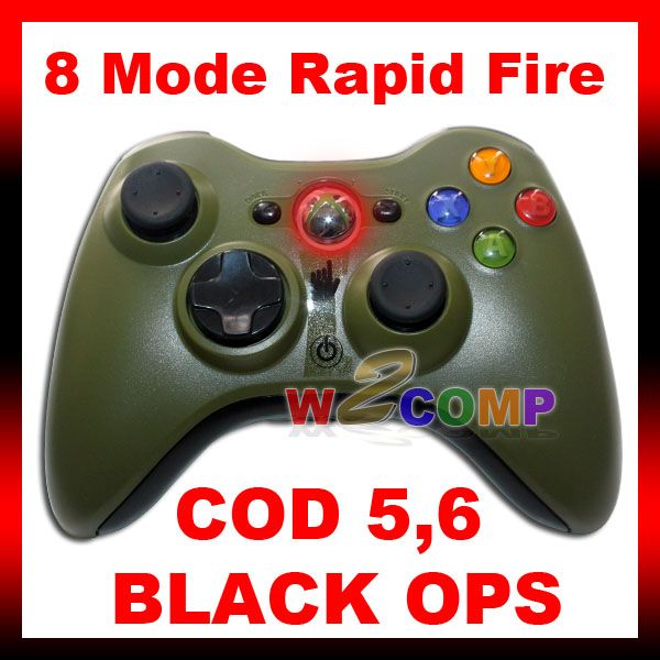 NEW 8 MODE GREEN XBOX 360 RAPID FIRE MODDED CONTROLLER for COD BLACK 