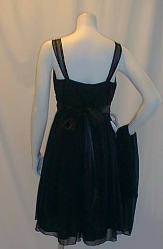 New All Black Cocktail Satin Sash Rhinestone Pins Maternity Dress