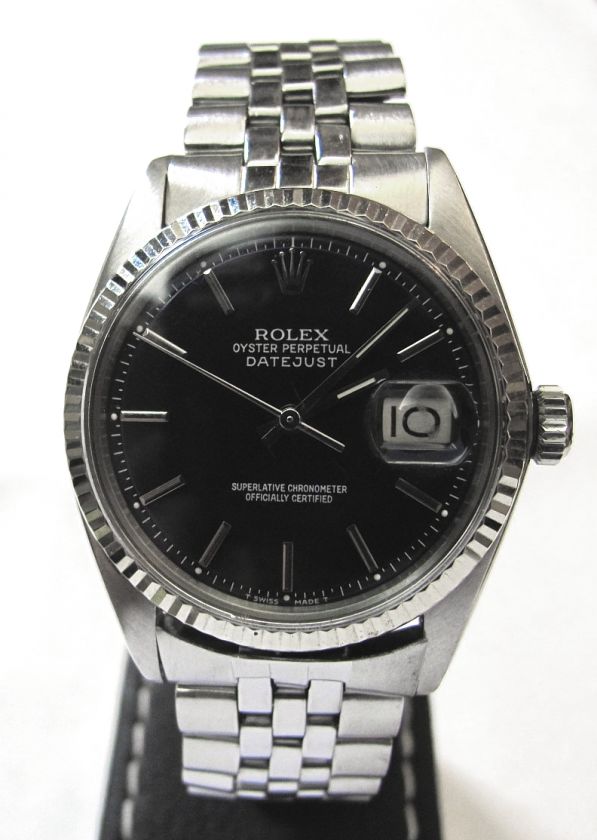 Rolex Oyster Perpetual Datejust 1601, Black Dial, SS Band  