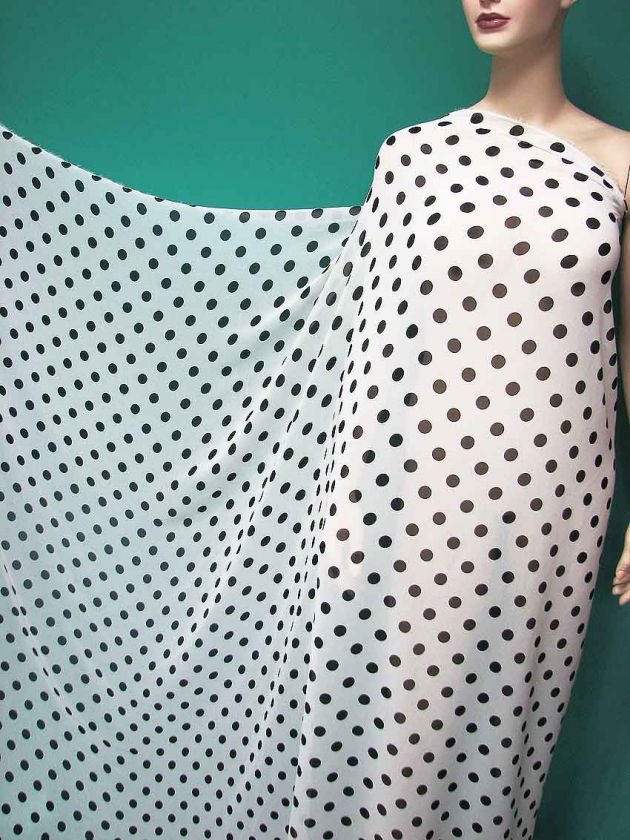 Chiffon Coin size Polka Dots Fabric White Basic yards  