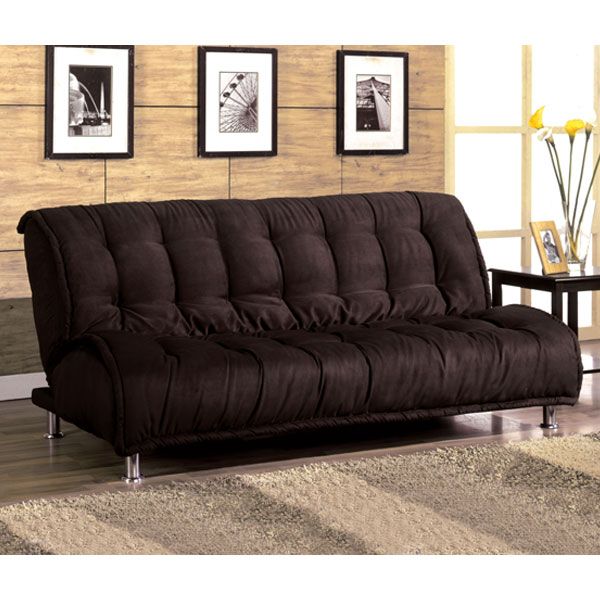 Modern Contemporary Espresso Microfiber Sofa Bed / Futon  