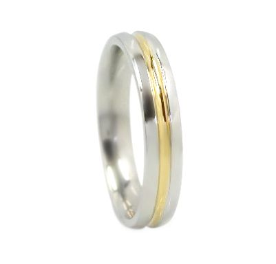 Unisex Stainless steel & 14k Wedding band Promise Ring  