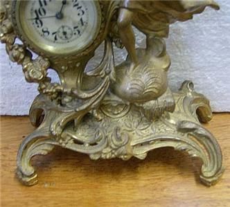Antique Victorian gilt metal cased 30 hr desk / bedroom / boudoir 