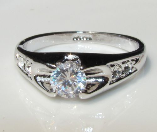 18k white Gold EP Swarovski engagement Anniversary Ring  