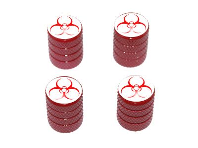 Biohazard   Zombie Tire Rim Valve Stem Caps   Red  