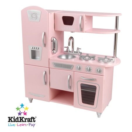   PINK RETRO VINTAGE PRETEND PLAY KITCHEN KIDS CHILDRENS TOY  