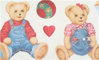 WALLIES CUTOUTS WALL STICKERS VINTAGE TEDDY BEARS TOYS  