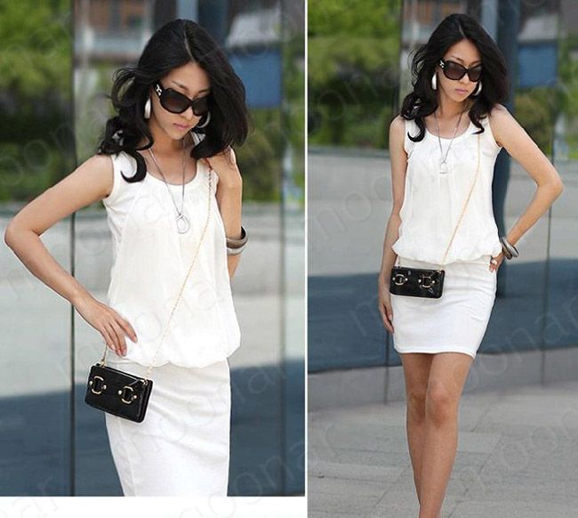 Colors Women Lady Stylish Crewneck Sleeveless Chic Tunic Causal Mini 